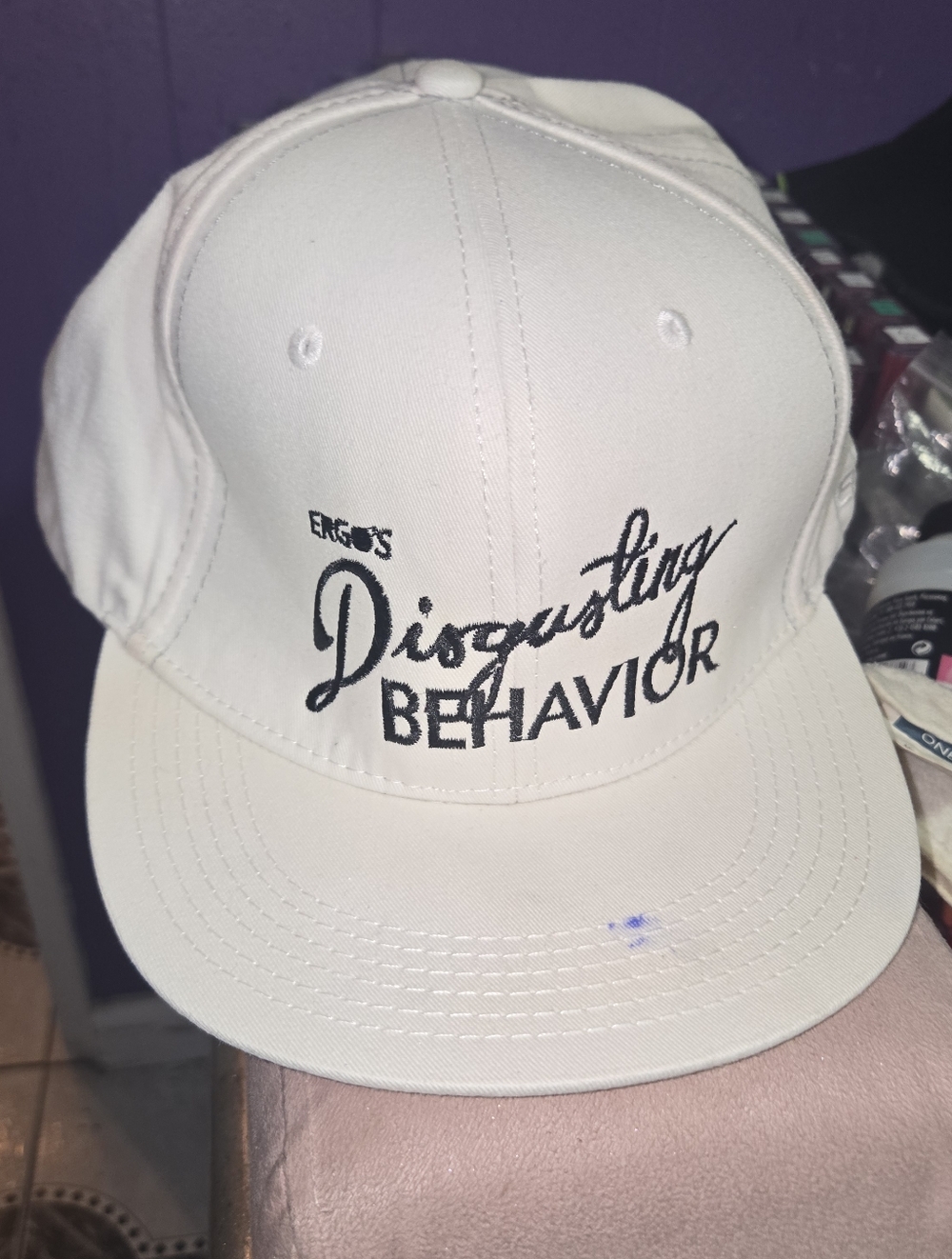 Ergo's Disgusting Behavior White Fitted Cap